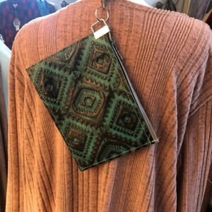 NWT Boutique Turquoise embossed leather bag boho western wristlet